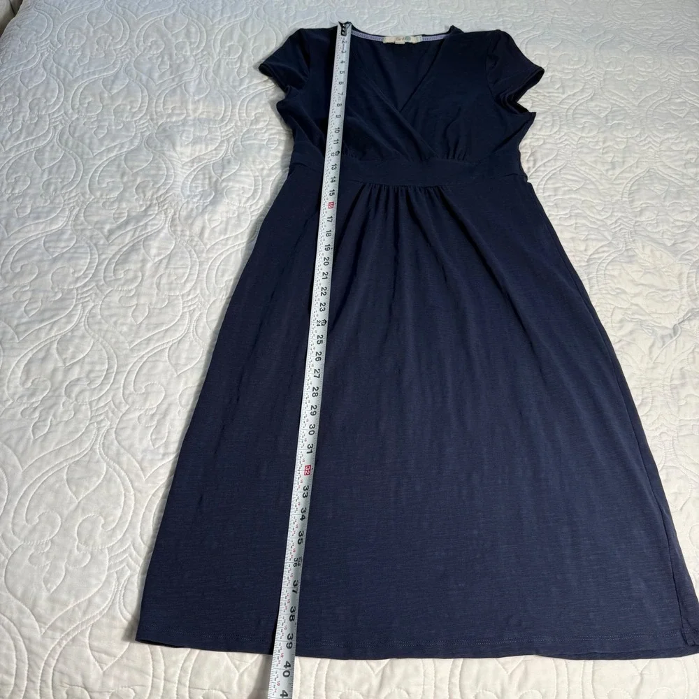 Boden Navy Blue Cotton Minimalist Jersey Empire Waist Faux Wrap Dress US 6 M EUC